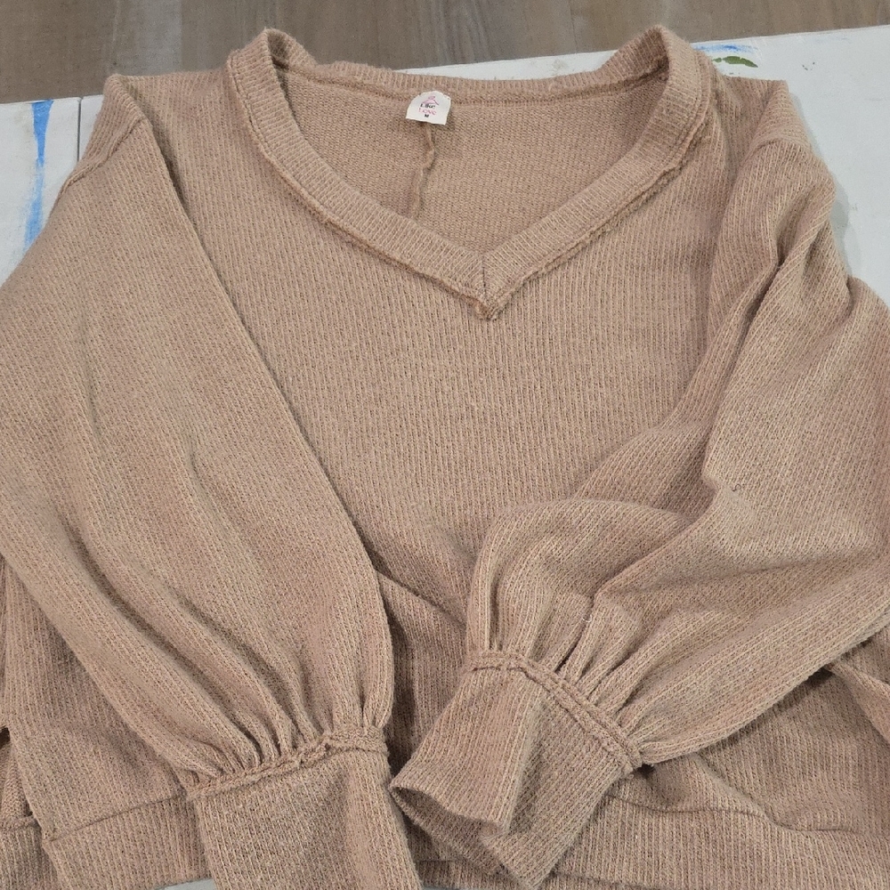 Elegant V-Neck Tan Sweater for Women